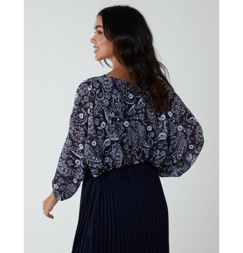 Batwing V-Neck Bubble Hem Top Batwing V-Neck Bubble Hem Top