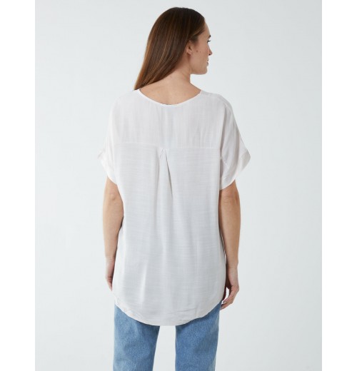 Satin Trim V Neck Top Satin Trim V Neck Top