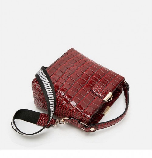 Croc Embossed Leather Bag Croc Embossed Leather Bag